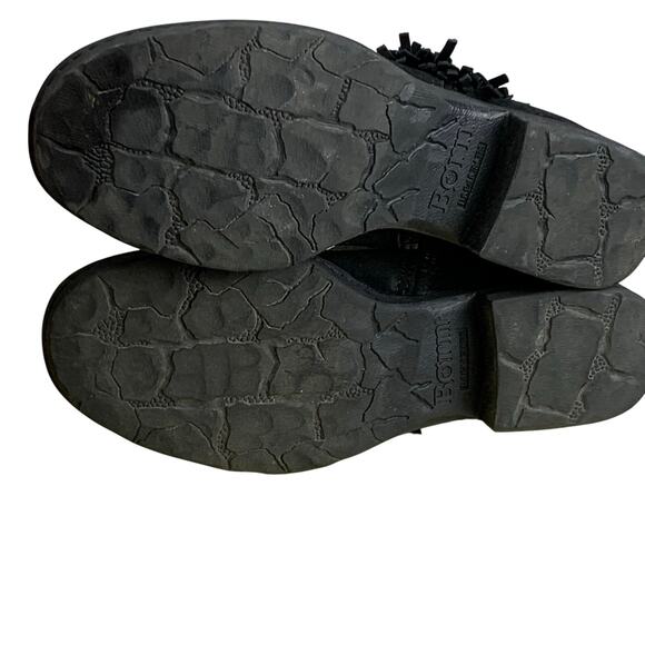 Born Kenia Black Suede Fringe Ankle Boots Boho Western Style Women’s Size 7M - Picture 6 of 12